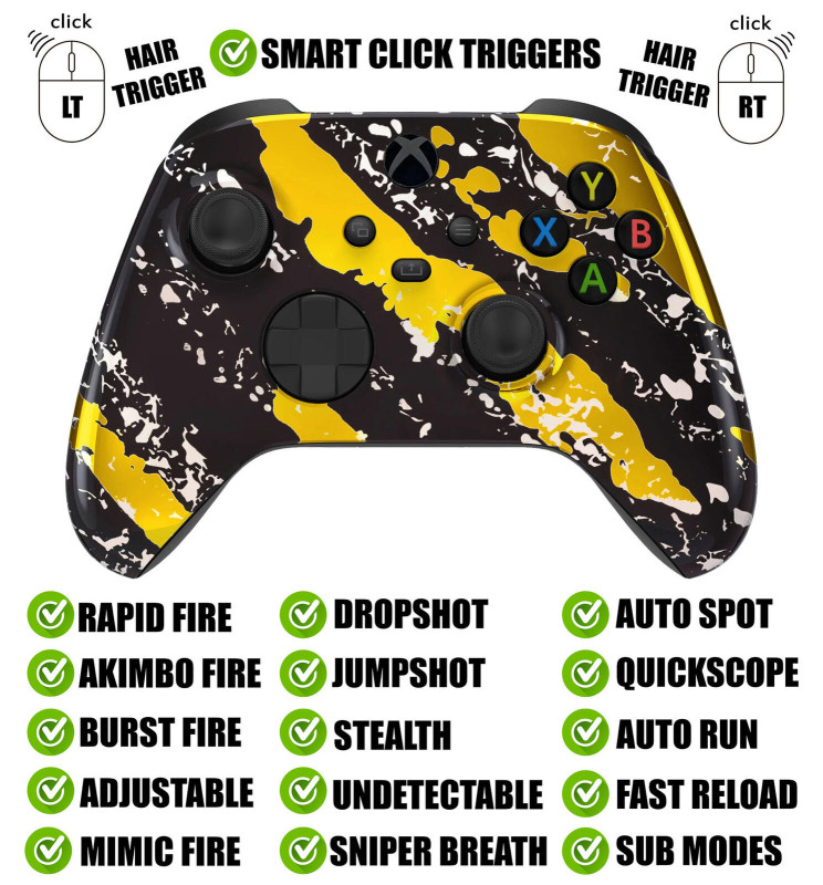 Chrome Splash Silent Modz Smart Click Triggers Modded Controller for Xbox & PC