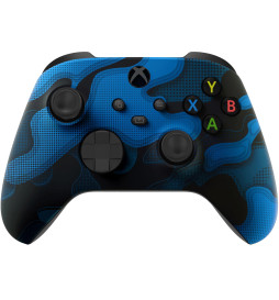 Blue Camo Silent Modz Smart Click Triggers Modded Controller for Xbox & PC