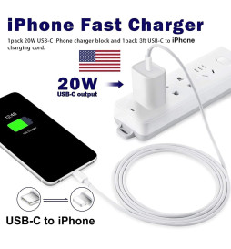 Fast Charger Cord USB-C Power Adapter PD 20W For iPhone 14 13 12 11 Pro Max iPad