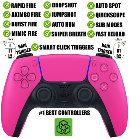 Pink Pro Competition Smart Click Hair Trigger Wireless Modded Controller for PS5