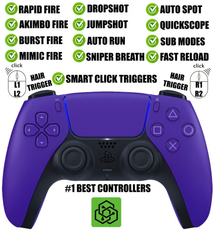 Purple Pro Competition Smart Click Triggers Wireless Modded Controller for PS5