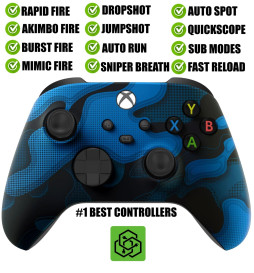 Blue Camo Silent Modz Rapid Fire Wireless Modded Controller for Xbox Series X S