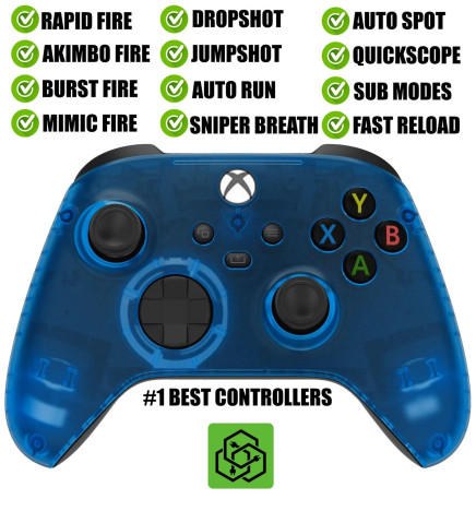 Clear Blue Silent Modz Rapid Fire Modded Controller for Xbox One Series X S