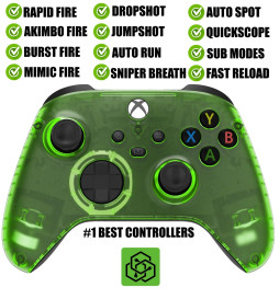 Clear Green Silent Modz Rapid Fire Modded Controller for Xbox One Series X S