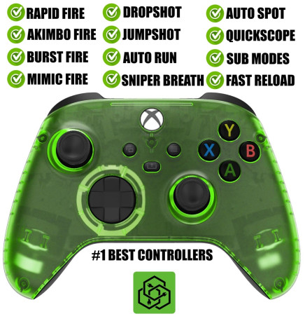 Clear Green Silent Modz Rapid Fire Modded Controller for Xbox One Series X S
