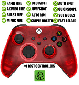 Clear Red Silent Modz Rapid Fire Modded Controller for Xbox One Series X S